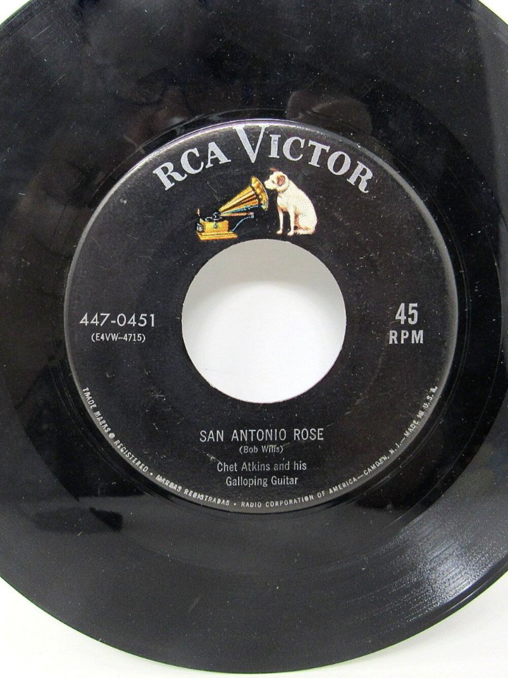 San Antonio Rose 45 rpm Record Centepede Boogie Chet Atkins Galloping Guitar RCA